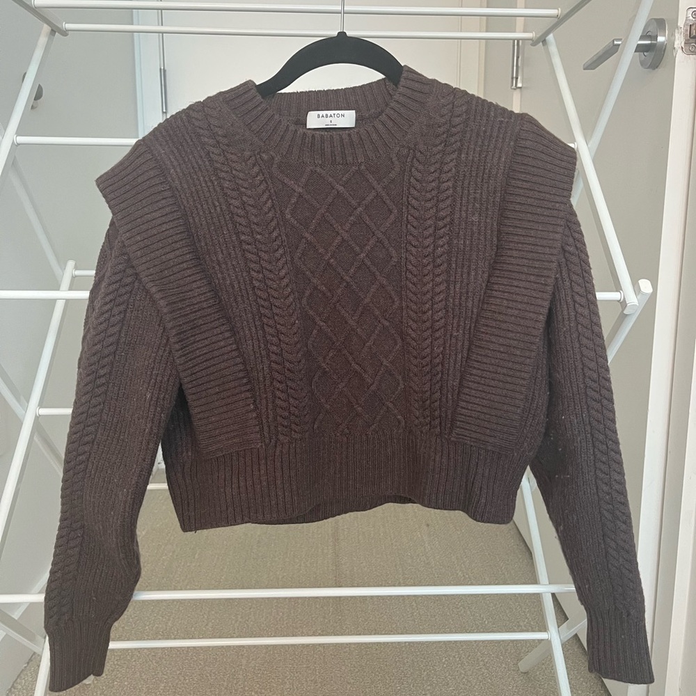 Babaton Dark Brown Cable Knit Sweater